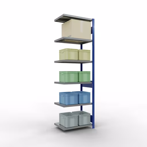 Afbeelding nr. 15 van het artikel aanbouwrekken, legbordstellingen, insteeksysteem MULTIplus250, 2500 x 750 x 500 mm, 6 legborden, lengtestangen, RAL 5010 gentiaanblauw/verzinkt/verzinkt uit de productgroep insteeksysteem van Schulte Lagertechnik.
