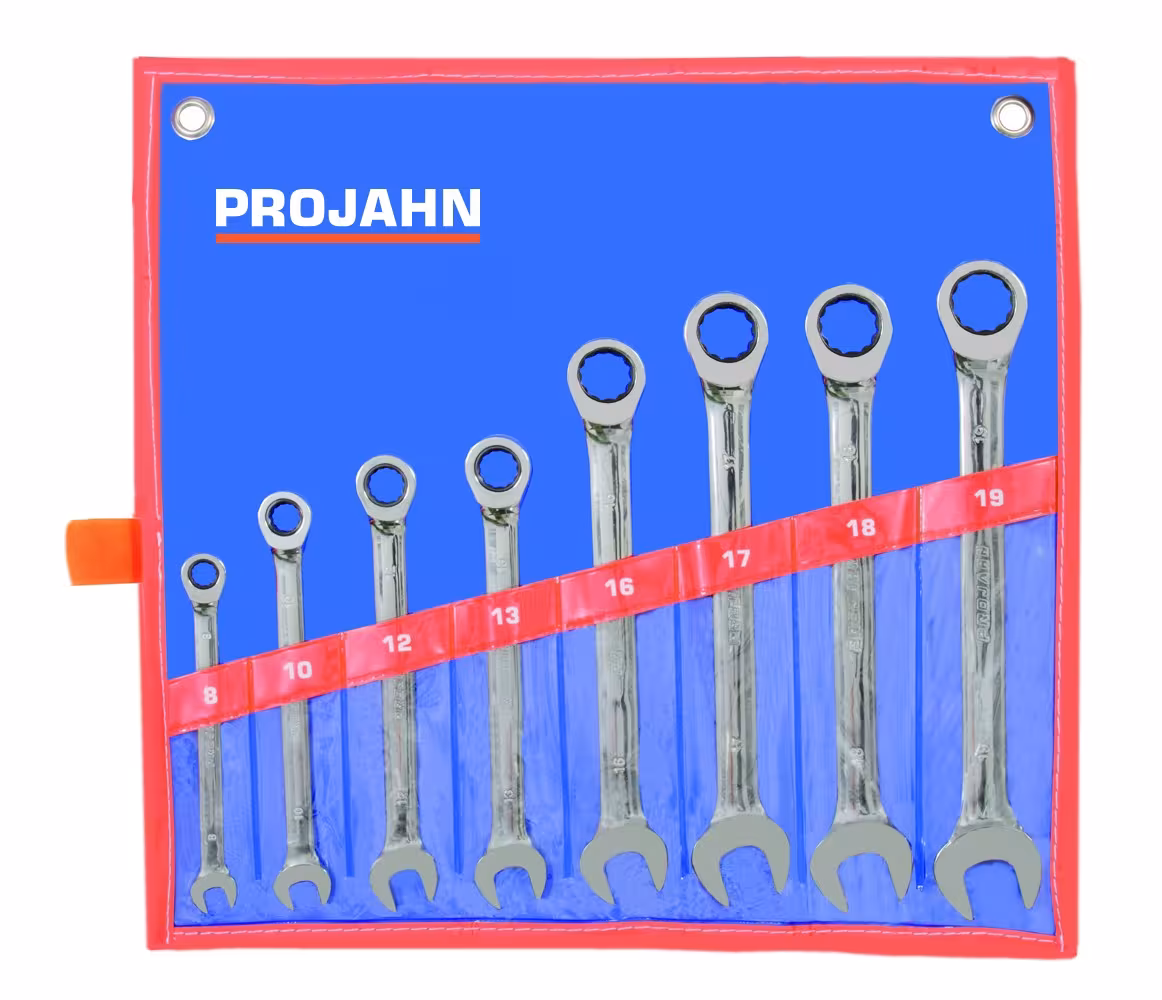 GearTech sleutelset roltas 8 stuks 8 - 10 - 12 - 13 - 16 - 17 - 18 - 19 mm van PROJAHN GearTech sleutelset roltas 8-delig 8 - 10 - 12 - 13 - 16 - 17 - 18 - 19 mm, steeksleutel, art.nr. 3499