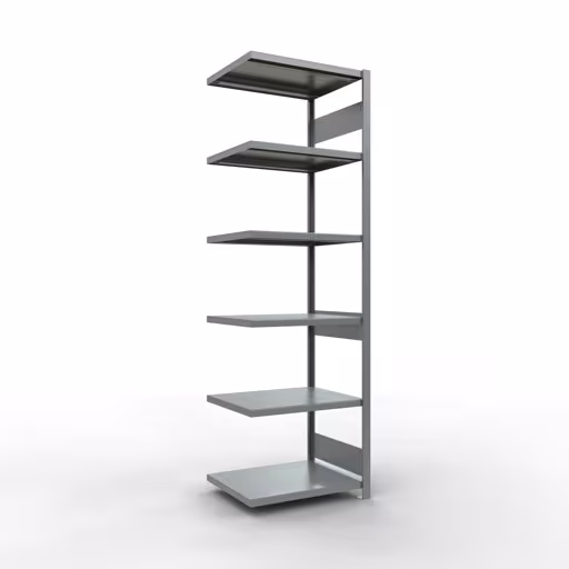 Aanbouwrekken, rekken, insteeksysteem MULTIplus250, 2500 x 750 x 600 mm (HxBxD), 6 planken, lengtestangen, verzinkt van Schulte Lagertechnik Aanbouwrekken, legbordstellingen, insteeksysteem MULTIplus250, 2500 x 750 x 600 mm (HxBxD), 6 legborden, lengtestangen, verzinkt, aanbouwplank, art.nr. 12966-75-LR