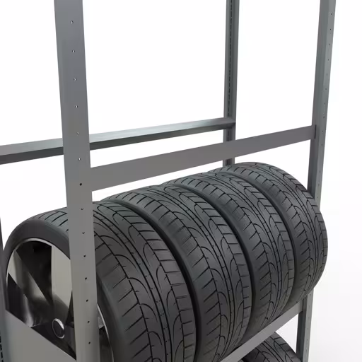 Productafbeelding nr. 13 van het artikel Basisplank, wiel-/bandenplank, 2750 x 1050 x 400 mm (HxBxD), verzinkt, 4 opslagniveaus met 150 kg vakbelasting per niveau Figuur nr. 13 van het artikel basisrek, wielen-/bandenrek, 2750 x 1050 x 400 mm, verzinkt, 4 opslagniveaus met 150 kg vakbelasting per niveau uit de productgroep legbordstellingen van Schulte Lagertechnik