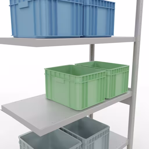 Productafbeelding nr. 13 van het artikel Aanbouwrekken, legbordstellingen, insteeksysteem MULTIplus330, 2500 x 1000 x 500 mm, 6 legborden, kruisschoor, RAL 7035 lichtgrijs Figuur nr. 13 van het artikel aanbouwrekken, legbordstellingen, insteeksysteem MULTIplus330, 2500 x 1000 x 500 mm, 6 legborden, kruisschoor, RAL 7035 lichtgrijs uit de insteeksysteem productgroep van Schulte Lagertechnik.