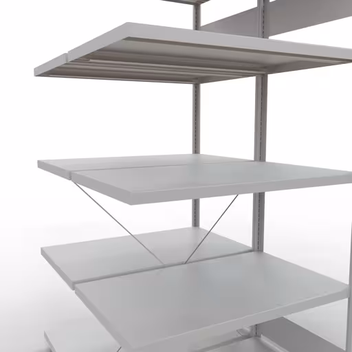 Aanbouwrekken, dubbele rekken, rekkensysteem MULTIplus250, 2000 x 1000 x (2x600) mm, 2x5 planken, kruisschoor, RAL 7035 lichtgrijs van Schulte Lagertechnik uit het rekkenprogramma
