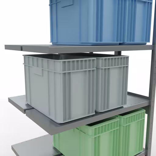 Aanbouwrekken, dubbele rekken, stellingsysteem MULTIplus250, 2500 x 1000 x (2x400) mm, 2x6 planken, lengtestangen, verzinkt van Schulte Lagertechnik met artikelnr. 17946