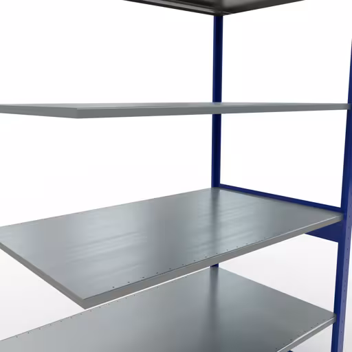 Aanbouwrek, stelling MULTIplus150 insteeksysteem, 2500 x 1300 x 800 mm (HxBxD), 6 legborden, lengtestangen, RAL 5010 gentiaanblauw/verzinkt met de GTIN 4004514281579 Aanbouwrekken, legbordstellingen, insteeksysteem MULTIplus150, 2500 x 1300 x 800 mm, 6 legborden, lengtestangen, RAL 5010 gentiaanblauw/verzinkt van Schulte Lagertechnik met artikelnr. 12786-130-LR-B