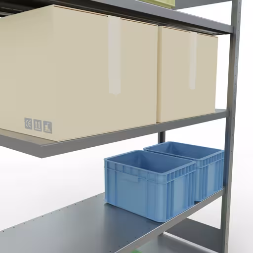 Productafbeelding nr. 15 van het artikel Aanbouwrekken, legbordstellingen, insteeksysteem MULTIplus250, 2000 x 1300 x 500 mm (HxBxD), 5 legborden, lengtestangen, verzinkt Afbeelding nr. 15 van het artikel aanbouwrekken, legbordstellingen, insteeksysteem MULTIplus250, 2000 x 1300 x 500 mm, 5 legborden, lengtestangen, verzinkt uit de productgroep insteeksysteem van Schulte Lagertechnik