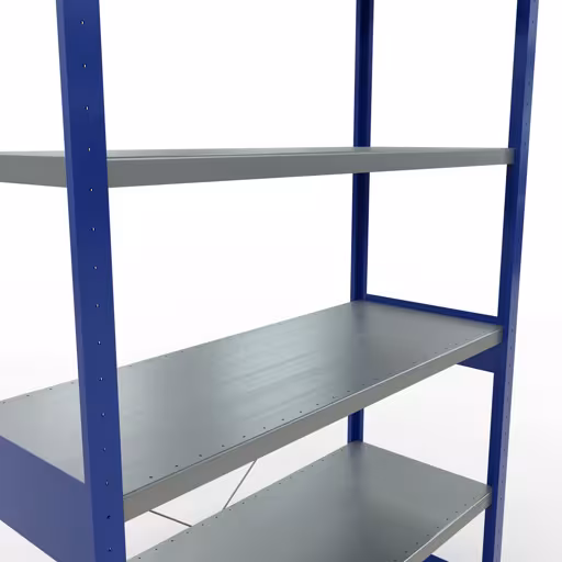 Figuur nr. 13 van het artikel basisrek, legbord, insteeksysteem MULTIplus250, 2500 x 1300 x 500 mm, 6 legborden, kruisschoor, RAL 5010 gentiaanblauw/verzinkt uit de insteeksysteem productgroep van Schulte Lagertechnik.
