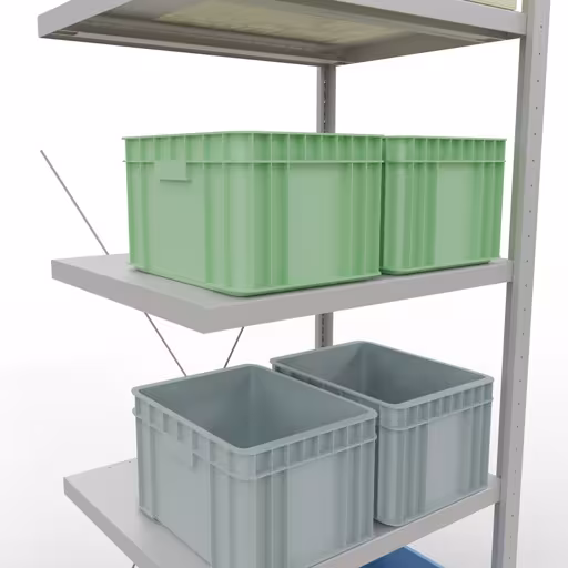 Productafbeelding nr. 14 van het artikel Aanbouwstelling, stellingstelling, insteeksysteem MULTIplus250, 2000x750x600 mm (HxBxD), 5 legborden, kruisschoor, RAL 7035 lichtgrijs Figuur nr. 14 van het artikel aanbouwrekken, legbordstellingen, insteeksysteem MULTIplus250, 2000 x 750 x 600 mm, 5 legborden, kruisschoor, RAL 7035 lichtgrijs uit de insteeksysteem productgroep van Schulte Lagertechnik.