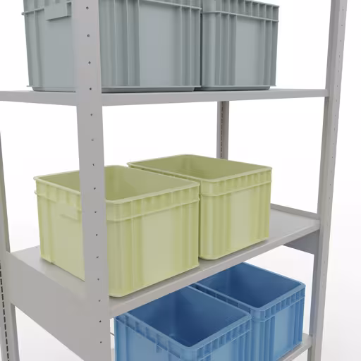 Productafbeelding nr. 15 van het artikel basisplank, legbord, insteeksysteem MULTIplus150, 2500 x 1000 x 500 mm (HxBxD), 6 legborden, kruisschoor, RAL 7035 lichtgrijs Figuur nr. 15 van het artikel basisplank, legbord, insteeksysteem MULTIplus150, 2500 x 1000 x 500 mm, 6 legborden, kruisschoor, RAL 7035 lichtgrijs uit de productgroep insteeksysteem van Schulte Lagertechnik.