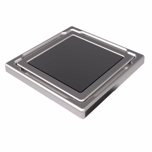 Mert vlakke vloerafvoer met deksel van gehard glas antraciet