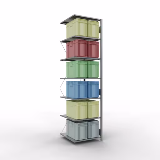 Andere weergave van het artikel Aanbouwrekken, legbordstellingen, insteeksysteem MULTIplus150, 3000 x 750 x 800 mm, 7 legborden, kruisschoor, verzinkt Andere weergave van het artikel Aanbouwrekken, legbord, insteeksysteem MULTIplus150, 3000 x 750 x 800 mm, 7 legborden, kruisschoor, verzinkt uit de categorie insteeksysteem