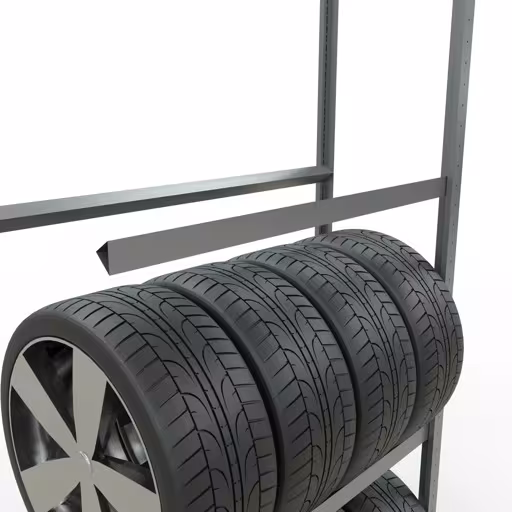 Extra afbeelding bij het artikel Aanbouwrek, wielen-/bandenrek, 2750 x 1050 x 400 mm, verzinkt, 4 opslagniveaus met 150 kg vakbelasting per niveau uit het auto-onderdelenmagazijn
