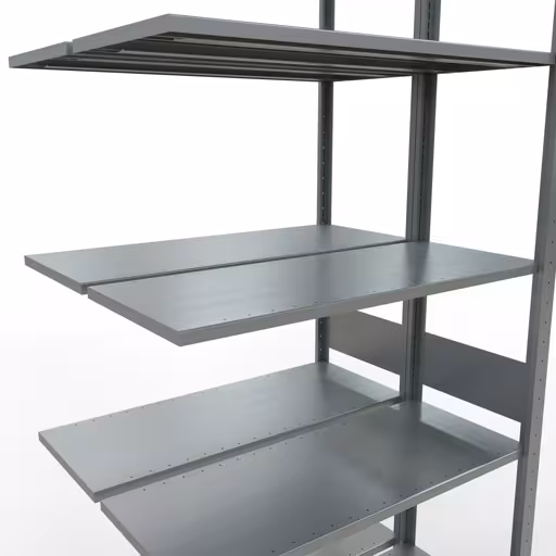 Aanbouwrekken, dubbele rekken, rekkensysteem MULTIplus150, 3000 x 1000 x (2x400) mm, 2x7 planken, verzinkt van Schulte Lagertechnik met artikelnr. 17847