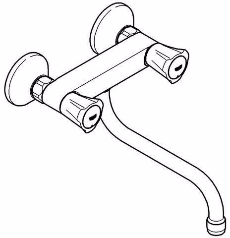 Technische Zeichnung 3974668 GROHE Duoknop-spoelmengkraan Costa 31187 DN 15 wandmontage chroom
