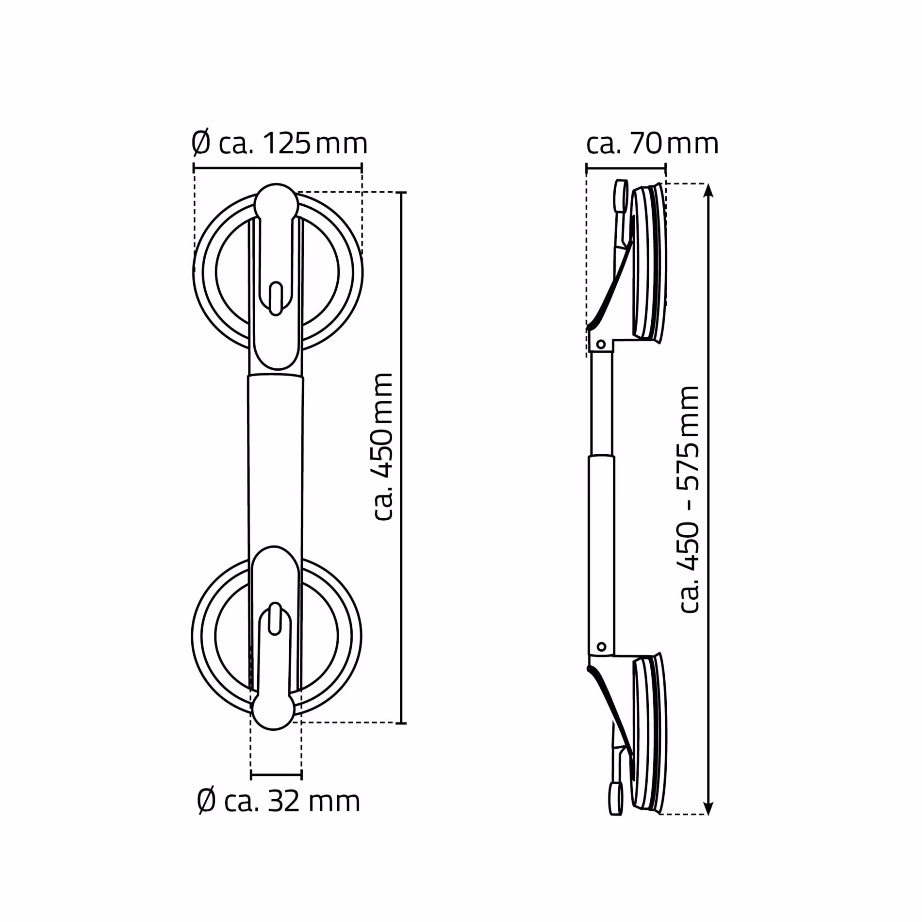Zuighandgreep Jim M-L, wit, telescopisch, ABS van Ridder uit de categorie badkamerinrichting & sanitair