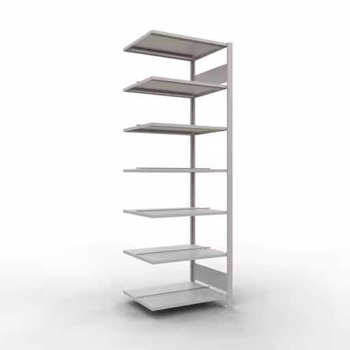 Aanbouwrekken, kantoorrekken, insteeksysteem MULTIplus150, 2300 x 750 x 600 mm, 7 planken, met middenaanslag, lichtgrijs van het merk Schulte Lagertechnik uit het assortiment kantoorrekken