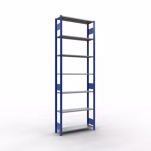 Basisplank, legplank, insteeksysteem MULTIplus150, 3000 x 1000 x 300 mm, 7 legborden, lengtestangen, RAL 5010 gentiaanblauw/verzinkt van Schulte Lagertechnik uit de categorie insteeksystemen