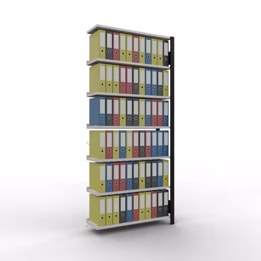 Productafbeelding nr. 13 van het artikel Aanbouwstelling, kantoorstelling, insteeksysteem MULTIplus85, 2300 x 1000 x 300 mm, 7 legborden, kruisschoor, met stoplijst, zwart/lichtgrijs Afbeelding nr. 13 van het artikel aanbouwrekken, kantoorrekken, insteeksysteem MULTIplus85, 2300 x 1000 x 300 mm, 7 legborden, kruisschoor, met aanslaglijst, zwart/lichtgrijs uit de productgroep kantoorrekken van Schulte Lagertechnik