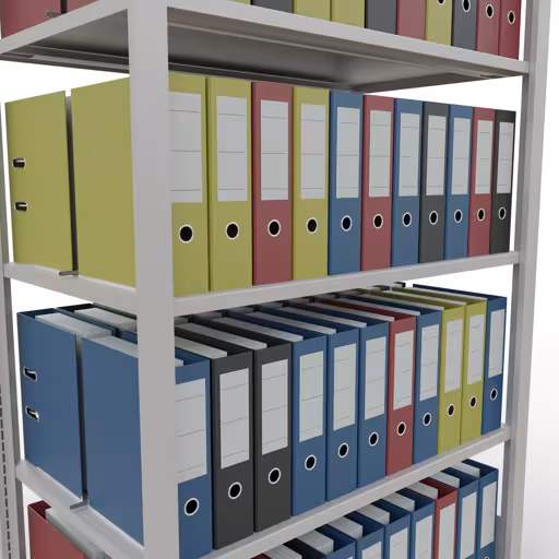 Productafbeelding nr. 15 van het artikel basisplank, kantoorplank, insteeksysteem MULTIplus150, 1800 x 1000 x 600 mm, 5 planken, lengtestangen, met middenaanslag, lichtgrijs Afbeelding nr. 15 van het artikel, kantoorrekken, insteeksysteem MULTIplus150, 1800 x 1000 x 600 mm, 5 planken, met middenaanslag, lichtgrijs uit de productgroep kantoorrekken van Schulte Lagertechnik