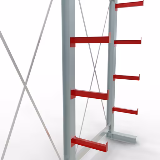 K 3000 compleet legbord, eenzijdig, 2500 x 2600 x 400 mm, RAL 7001 / RAL 3000, 5 opslagniveaus uit de categorie K3000 voor middelzware goederen met GTIN 4058255001309 K 3000 compleet legbord, eenzijdig, 2500 x 2600 x 400 mm, RAL 7001 / RAL 3000, 5 opslagniveaus van Schulte Lagertechnik uit het assortiment draagarmstellingen