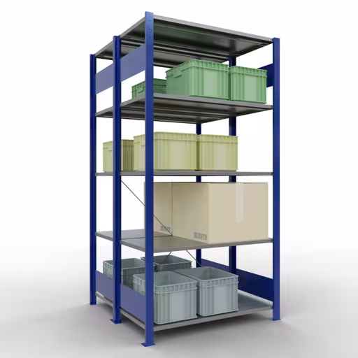 Productafbeelding nr. 6 van het artikel basisplank, dubbele plank, legplank-insteeksysteem MULTIplus150, 2000 x 1000 x (2x500) mm, 2x5 legborden, RAL 5010 gentiaanblauw uit het assortiment legborden van Schulte Lagertechnik