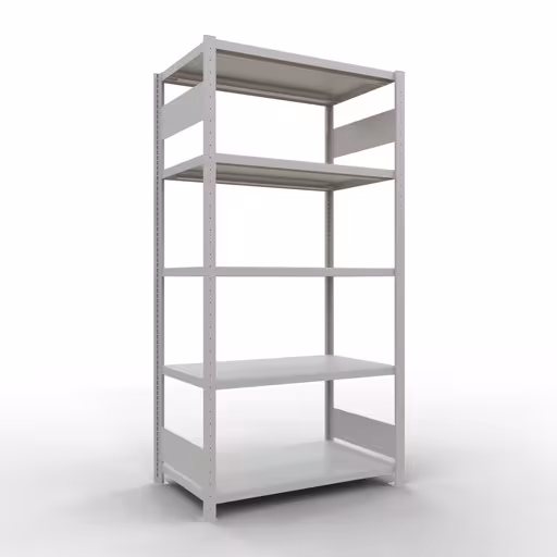 Basisplank, legbord, insteeksysteem MULTIplus330, 2000 x 1000 x 600 mm (HxBxD), 5 legborden, lengtestangen, RAL 7035 lichtgrijs van Schulte Lagertechnik Basisplank, legplank, insteeksysteem MULTIplus330, 2000 x 1000 x 600 mm (HxBxD), 5 legborden, lengtestangen, RAL 7035 lichtgrijs, basisplank, art.nr. 33860-LR