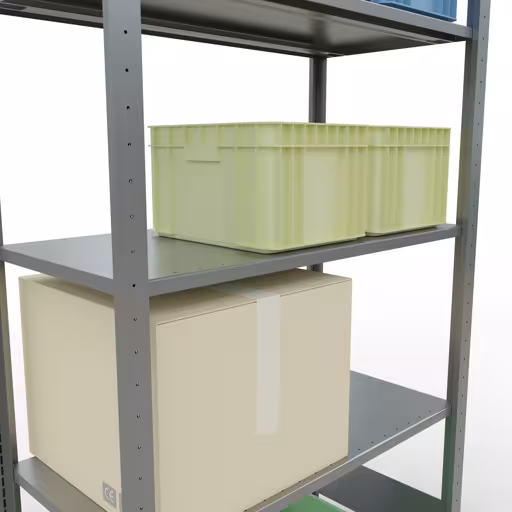 Basisplank, legbord, insteeksysteem MULTIplus150, 2000 x 1000 x 500 mm (HxBxD), 5 legborden, lengtestangen, verzinkt met artikelnr. 12750-LR Basisplank, legplank, insteeksysteem MULTIplus150, 2000 x 1000 x 500 mm, 5 legborden, lengtestangen, verzinkt van Schulte Lagertechnik uit de categorie insteeksystemen