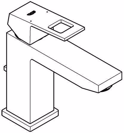 Technische Zeichnung 4046399 GROHE ééngreeps wastafelmengkraan Eurocube 23445 halfhoog chroom