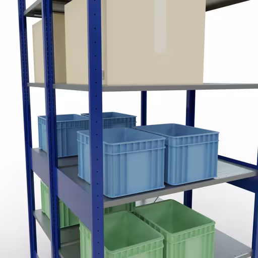 Productafbeelding nr. 8 van het artikel basisplank, dubbele plank, legbord insteeksysteem MULTIplus150, 2500 x 1000 x (2x600) mm, 2x6 legborden, RAL 5010 gentiaanblauw uit het assortiment legborden van Schulte Lagertechnik