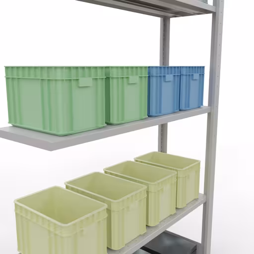 Productafbeelding nr. 7 van het artikel aanbouwrekken, legbord, insteeksysteem MULTIplus150, 2000 x 1000 x 300 mm, 5 legborden, RAL 7035 lichtgrijs uit het insteeksysteem-assortiment van Schulte Lagertechnik
