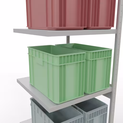 Figuur nr. 15 van het artikel aanbouwrekken, legbordstellingen, insteeksysteem MULTIplus250, 3000 x 750 x 800 mm, 7 legborden, lengtestangen, RAL 7035 lichtgrijs uit de insteeksysteem productgroep van Schulte Lagertechnik.