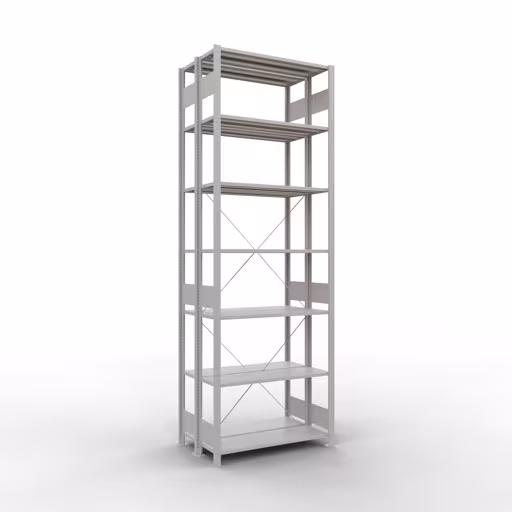 Basisplank, dubbele plank, rekkensysteem MULTIplus150, 3000 x 1000 x (2x600) mm, 2x7 planken, kruisschoor, RAL 7035 lichtgrijs van Schulte Lagertechnik uit het rekkenassortiment