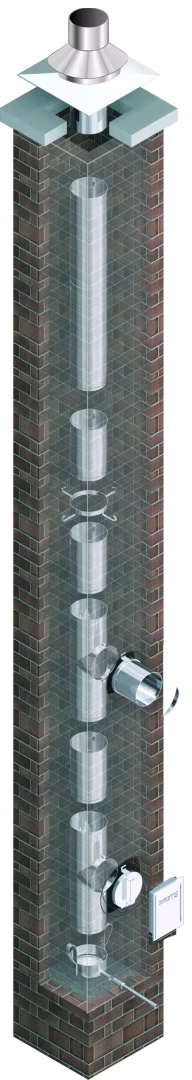 Enkelwandige EW prefabkit SkobInox D180 7 m uit de categorie enkelwandig RVS uitlaatsysteem met artikelnr. 670864