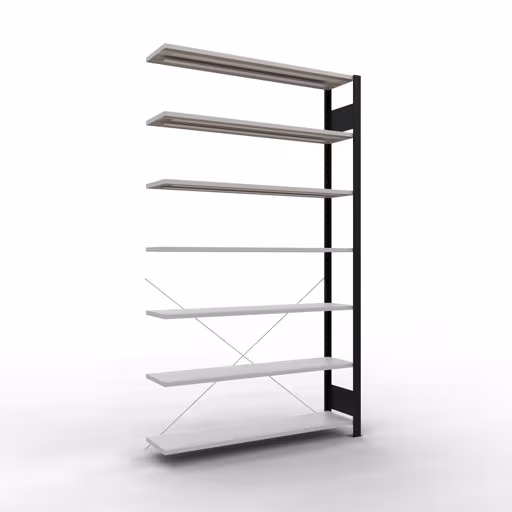 , kantoorrekkensysteem MULTIplus85, 2300 x 1300 x 300 mm, 7 planken, zonder aanslaglijst, zwart/lichtgrijs van Schulte Lagertechnik uit het assortiment kantoorrekken