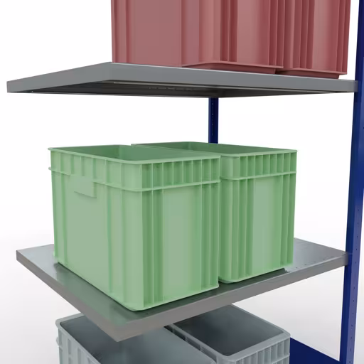 Productafbeelding nr. 15 van het artikel Aanbouwrekken, legbordstellingen, insteeksysteem MULTIplus330, 2000 x 1000 x 800 mm (HxBxD), 5 legborden, lengtestangen, RAL 5010 gentiaanblauw/verzinkt Afbeelding nr. 15 van het artikel aanbouwrekken, legbordstellingen, insteeksysteem MULTIplus330, 2000 x 1000 x 800 mm, 5 legborden, lengtestangen, RAL 5010 gentiaanblauw/verzinkt uit de productgroep insteeksysteem van Schulte Lagertechnik.