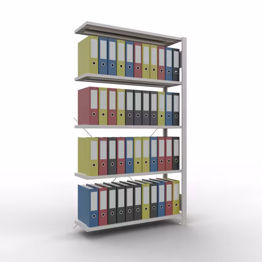 Productafbeelding nr. 15 van het artikel Aanbouwstelling, kantoorstelling, insteeksysteem MULTIplus85, 1800 x 1000 x 300 mm, 5 legborden, kruisschoor, zonder aanslaglijst, lichtgrijs Afbeelding nr. 15 van het artikel, kantoorrekken, insteeksysteem MULTIplus85, 1800 x 1000 x 300 mm, 5 legborden, zonder aanslaglijst, lichtgrijs uit de productgroep kantoorrekken van Schulte Lagertechnik