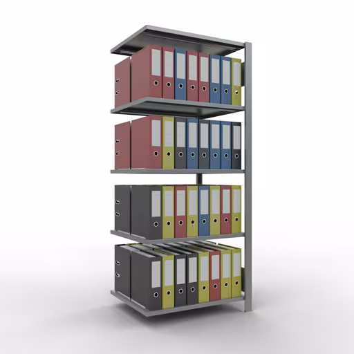 Productafbeelding nr. 13 van het artikel Aanbouwstelling, kantoorstelling, insteeksysteem MULTIplus150, 1800 x 750 x 600 mm, 5 legborden, lengtestangen, verzinkt, zonder middenaanslag Afbeelding nr. 13 van het artikel, kantoorrekken, insteeksysteem MULTIplus150, 1800 x 750 x 600 mm, 5 legborden, verzinkt, zonder middenaanslag uit de productgroep kantoorrekken van Schulte Lagertechnik