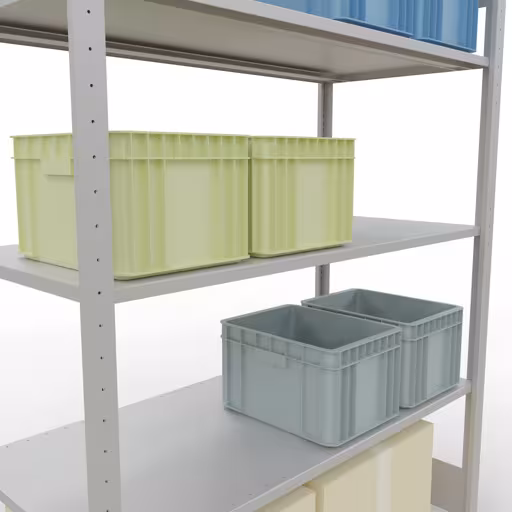 Productafbeelding nr. 7 van het artikel basisplank, legbord-insteeksysteem MULTIplus150, 2000 x 1300 x 600 mm, 5 legborden, RAL 7035 lichtgrijs uit het insteeksysteem-assortiment van Schulte Lagertechnik