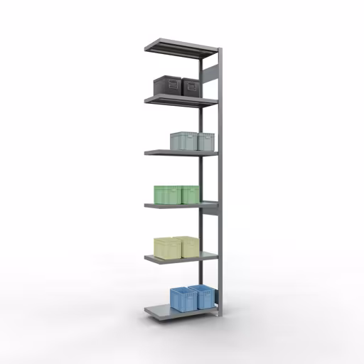 Figuur nr. 15 van het artikel aanbouwrekken, legbordstellingen, insteeksysteem MULTIplus250, 3000 x 750 x 400 mm, 7 legborden, lengtestangen, verzinkt uit de insteeksysteem productgroep van Schulte Lagertechnik.