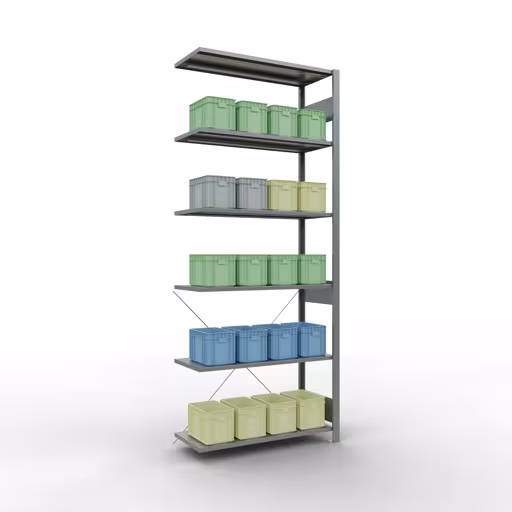 Figuur nr. 15 van het artikel aanbouwrekken, legbordstellingen, insteeksysteem MULTIplus150, 2500 x 1000 x 400 mm, 6 legborden, verzinkt uit de productgroep insteeksysteem van het merk Schulte Lagertechnik.