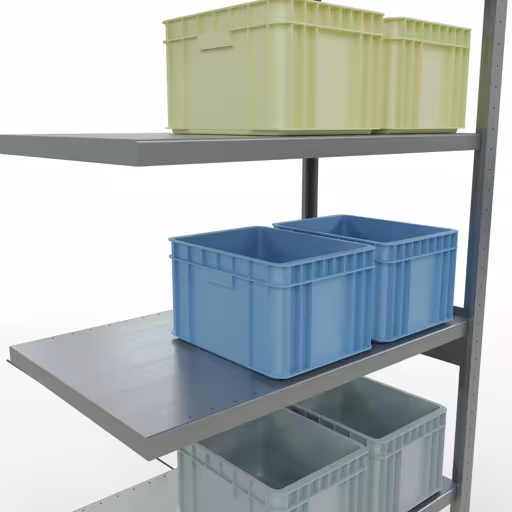 Aanbouwrekken, rekken, insteeksysteem MULTIplus330, 2500 x 1000 x 600 mm, 6 legborden, kruisschoor, verzinkt van Schulte Lagertechnik uit het assortiment insteeksysteem