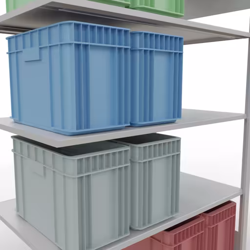 Productafbeelding nr. 7 van het artikel aanbouwrekken, legbord, insteeksysteem MULTIplus150, 2000 x 1300 x 800 mm, 5 legborden, RAL 7035 lichtgrijs uit het insteeksysteem-assortiment van Schulte Lagertechnik