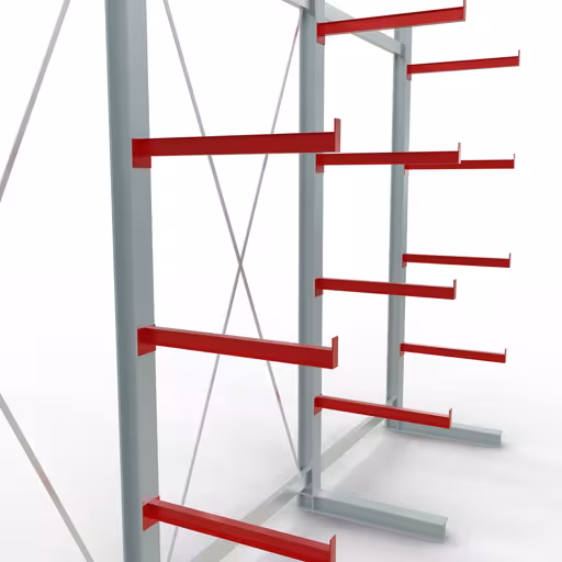 Productafbeelding nr. 10 van artikel K 6000 compleet legbord, eenzijdig, 3000 x 4500 x 750 mm, RAL 7001 / RAL 3000, 5 opslagniveaus Afbeelding nr. 10 van het artikel K 6000 complete stelling, eenzijdig, 3000 x 4500 x 750 mm, RAL 7001 / RAL 3000, 5 opslagniveaus uit de productgroep draagarmstellingen van Schulte Lagertechnik