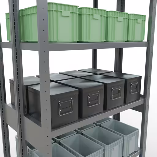 Extra afbeelding van het artikel Basisplank, dubbele plank, legplank-insteeksysteem MULTIplus250, 2500 x 1000 x (2x300) mm, 2x6 legborden, kruisschoor, verzinkt uit dubbele legborden