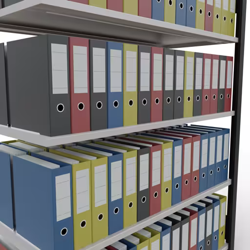 Aanbouwstelling, kantoorstelling, insteeksysteem MULTIplus150, 1800 x 1300 x 600 mm, 5 legborden, lengtestangen, zonder middenaanslag, zwart/lichtgrijs uit de categorie insteeksysteem met de GTIN 4004514250087 , kantoorrekkensysteem MULTIplus150, 1800 x 1300 x 600 mm, 5 planken, zonder middenaanslag, zwart/lichtgrijs van Schulte Lagertechnik uit het assortiment kantoorrekken