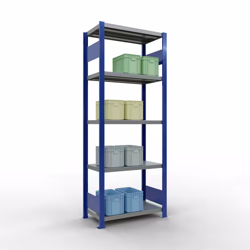 Basisplank, legbord, insteeksysteem MULTIplus250, 2000 x 750 x 400 mm, 5 legborden, RAL 5010 gentiaanblauw/verzinkt/verzinkt van Schulte Lagertechnik met artikelnr. 12940-75-LR-B