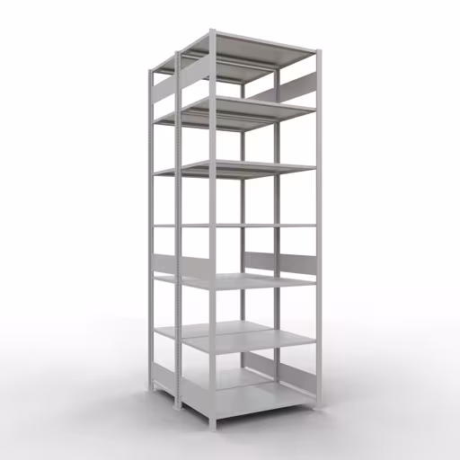 Andere weergave van het artikel basisplank, dubbele plank, legplank-insteeksysteem MULTIplus150, 3000 x 1000 x (2x600) mm, 2x7 legborden, RAL 7035 lichtgrijs uit de categorie legborden