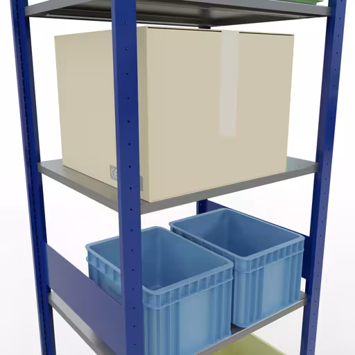 Productafbeelding nr. 15 van het artikel basisrek, legbord, insteeksysteem MULTIplus150, 3000 x 750 x 600 mm, 7 legborden, RAL 5010 gentiaanblauw/verzinkt/verzinkt uit het insteeksysteem-assortiment van Schulte Lagertechnik