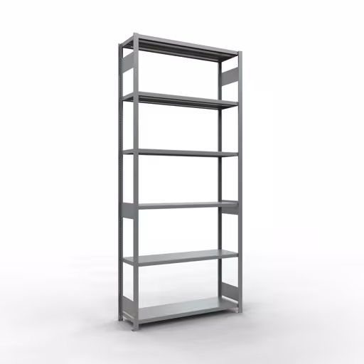 Basisplank, legplank, insteeksysteem MULTIplus250, 3000 x 1300 x 400 mm (HxBxD), 7 legborden, lengtestangen, verzinkt, basisplank, art.nr. 12942-130-LR