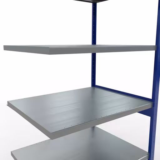 Aanbouwrekken, legbordstellingen, insteeksysteem MULTIplus250, 2500 x 1000 x 800 mm, 6 legborden, kruisschoor, RAL 5010 gentiaanblauw/verzinkt van Schulte Lagertechnik met artikelnr. 12986-B