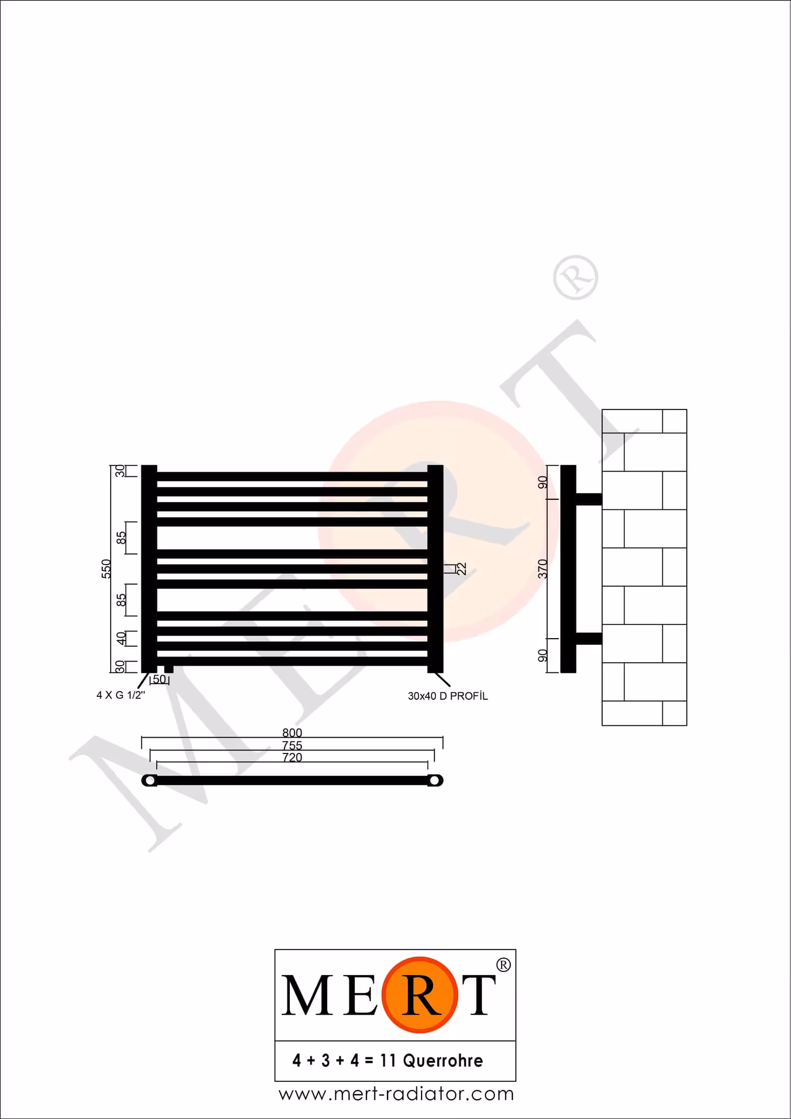 MERT vervangende badkamerradiator wit recht, offset middenaansluiting links of rechts onder uitvoering maat: 800x550 mm met de GTIN 4260289856163 MERT vervangende badkamerradiator wit recht, 800*550 mm, offset middenaansluiting links of rechtsonder van MERT met het artikelnummer. 1-80x055-AU-50